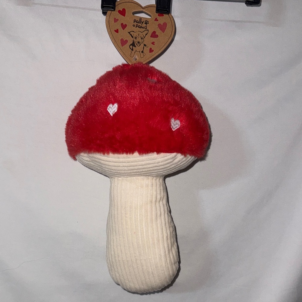Pally Paws Mushroom Valentines Day Dog Toy With Squeaker
